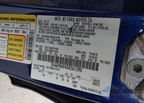 2013 Ford Fusion Titanium from USA, damaged, VIN 3FA6P0K94DR261290